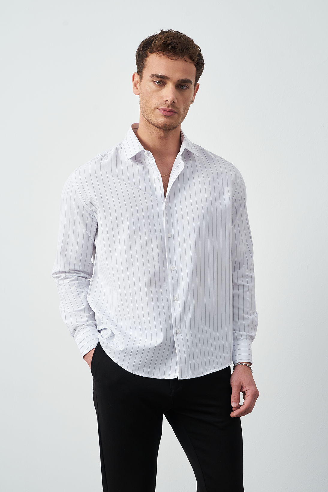 Boxy Fit Striped Men's Shirt