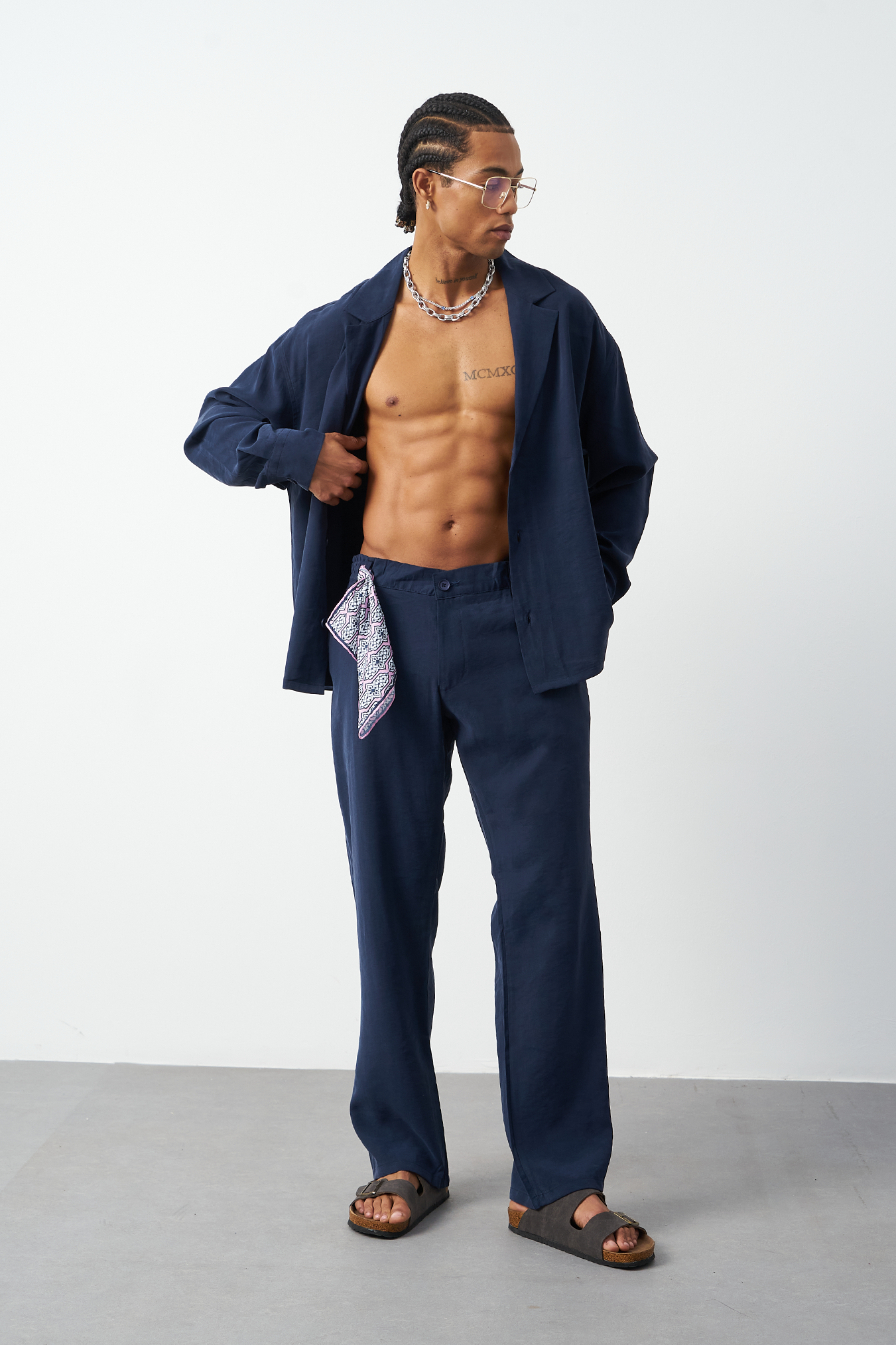 Suede Patterned Modal Baggy Men's Pants