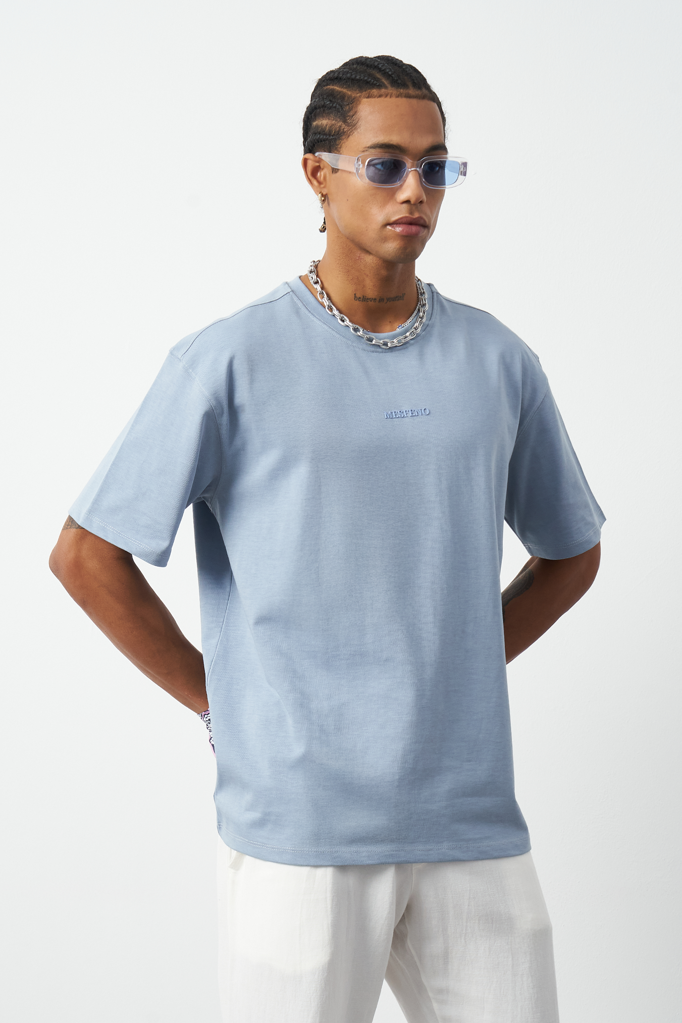 Front Printed Boxy Fit Crew Neck T-Shirt