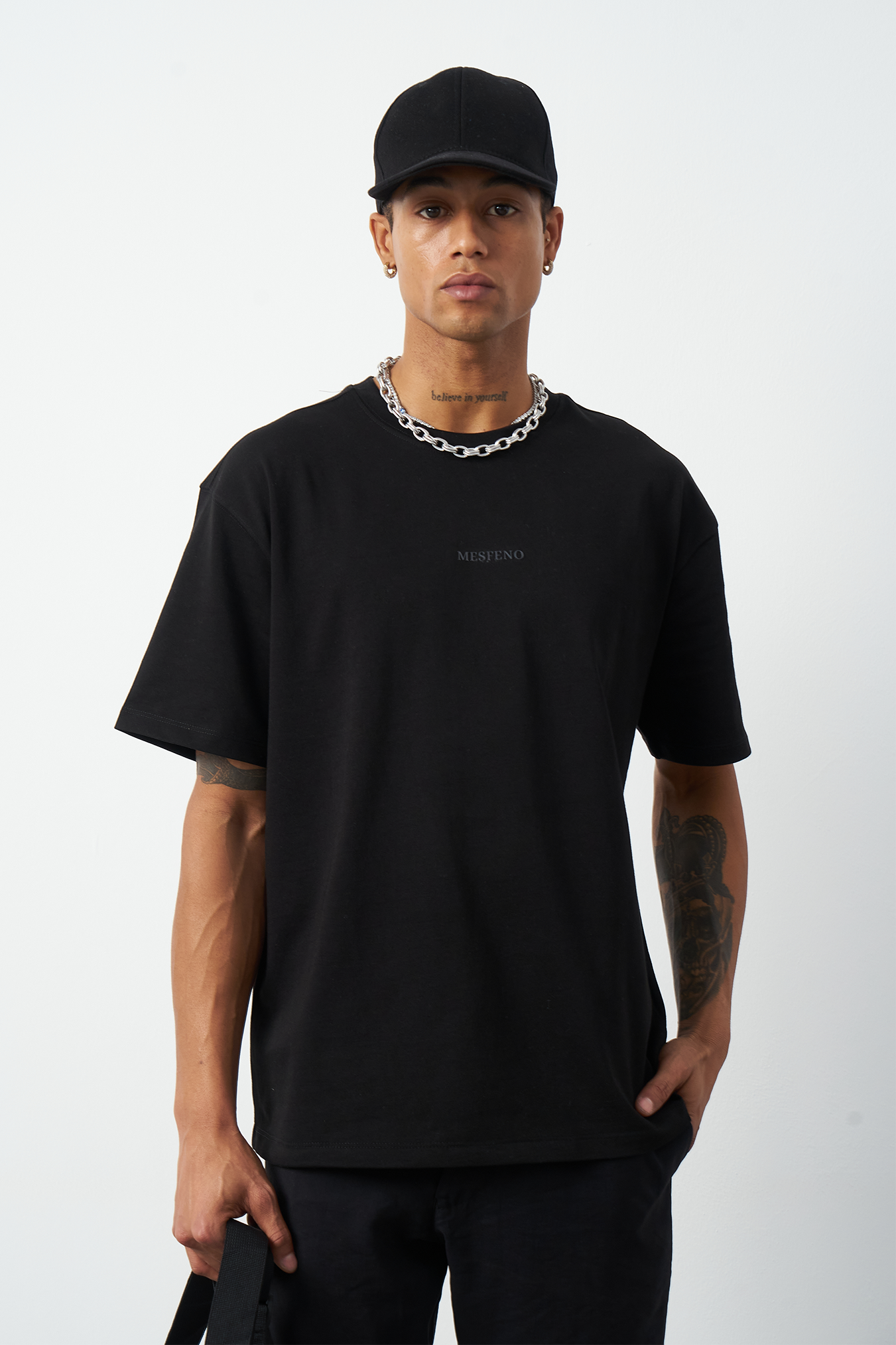 Front Printed Boxy Fit Crew Neck T-Shirt