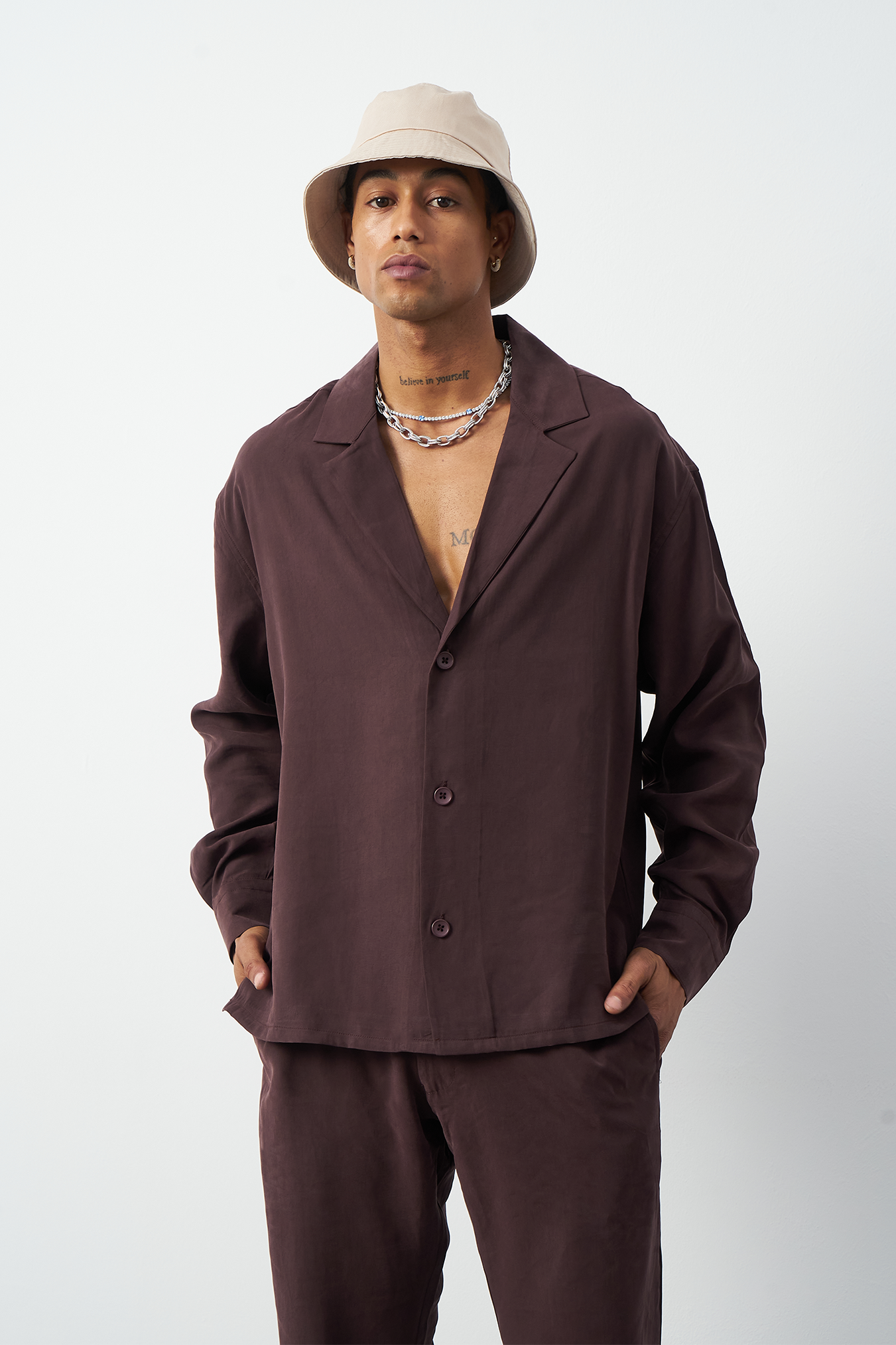 Suede Patterned Modal Thick Fabric Men's Shirt