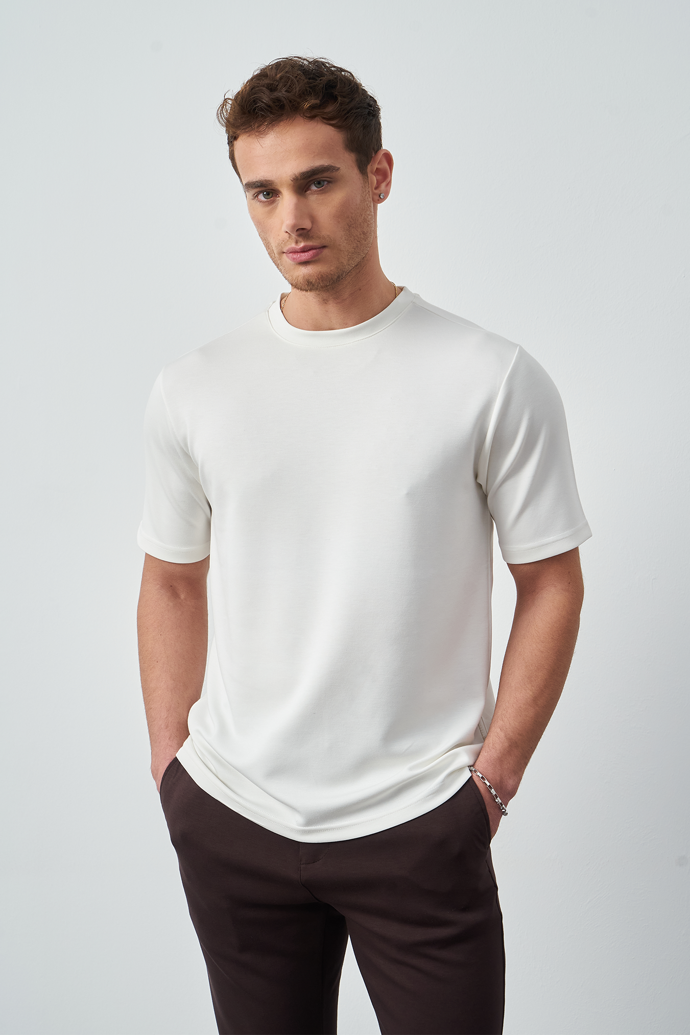 Modal Fabric Regular Fit Crew Neck T-Shirt