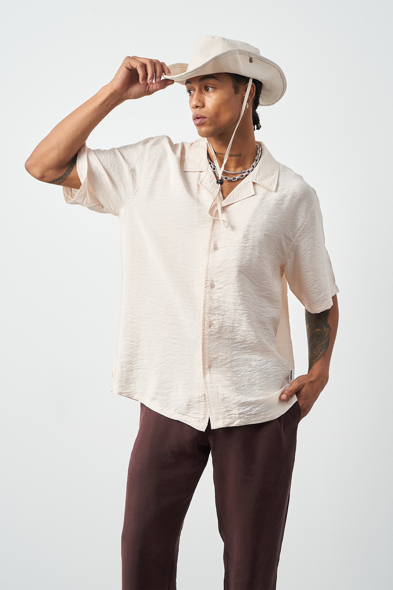 Oversized Thin Fabric Cuban Collar Men's Shirt