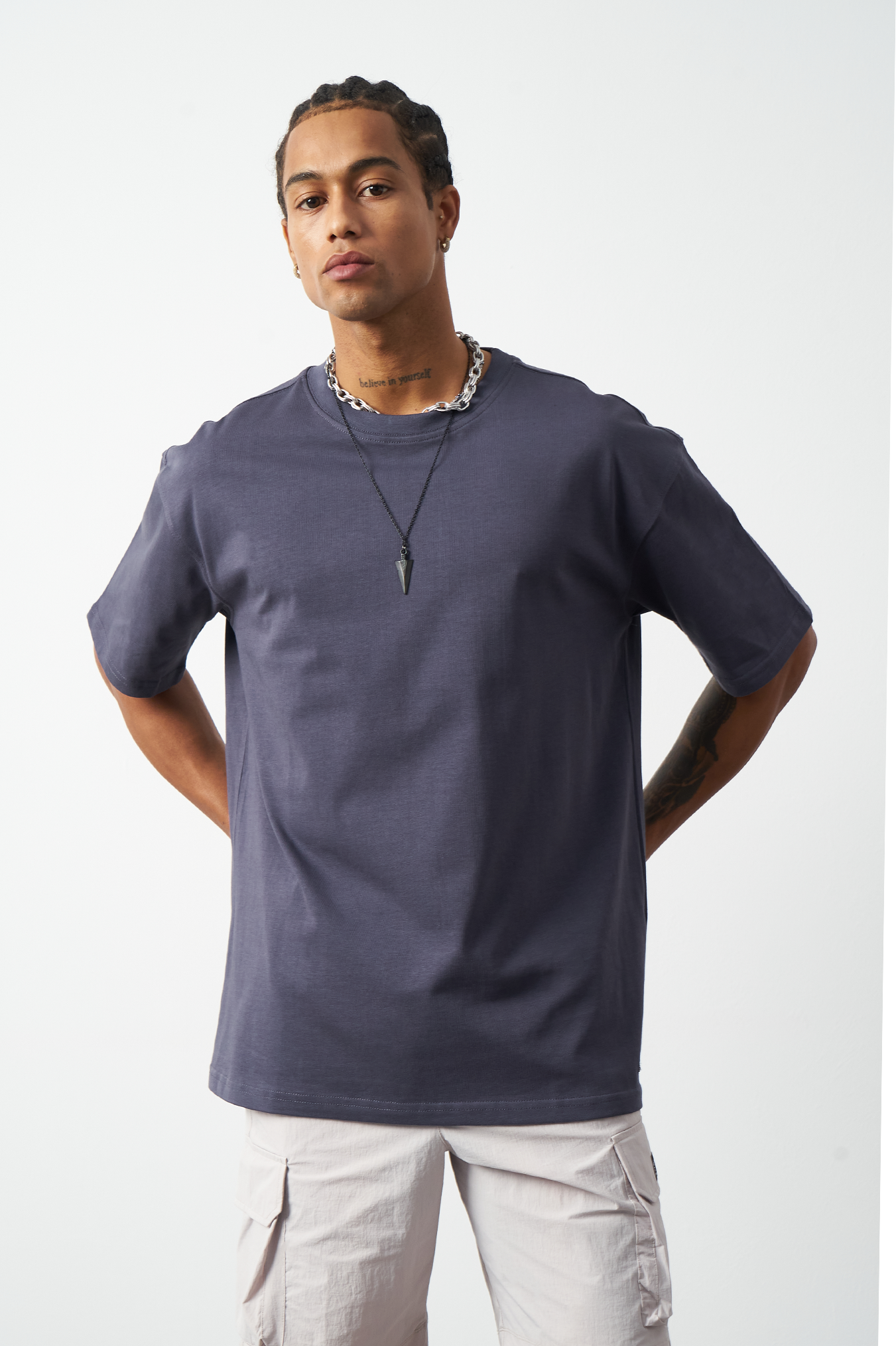 Oversized Stitch Detailed Premium Basic T-Shirt