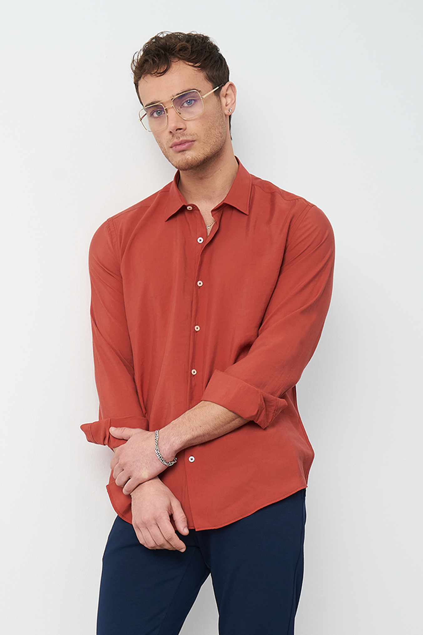 Modal Long Sleeve Relaxed Fit Men's Shirt