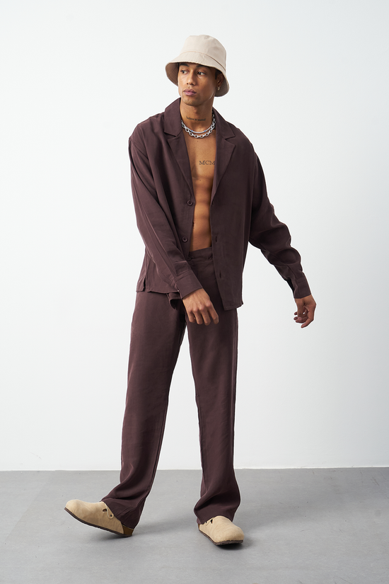 Suede Patterned Modal Baggy Men's Pants