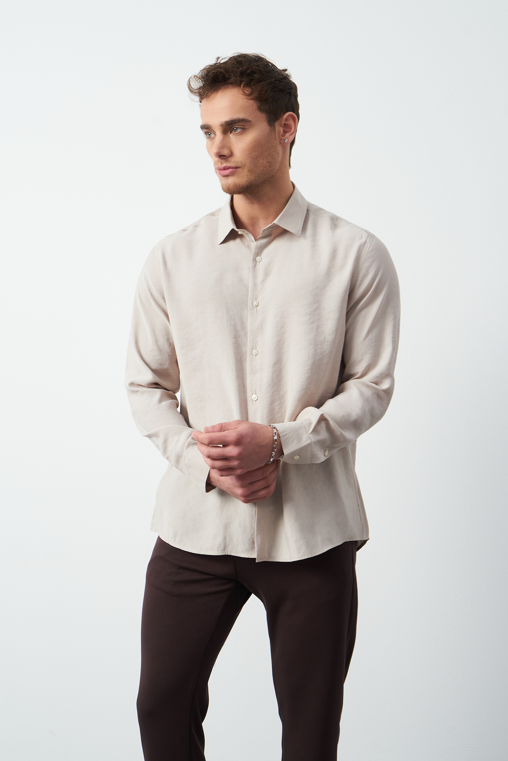 Modal Long Sleeve Relaxed Fit Men's Shirt