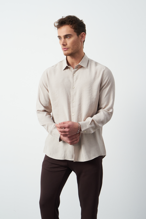 Modal Long Sleeve Relaxed Fit Men's Shirt
