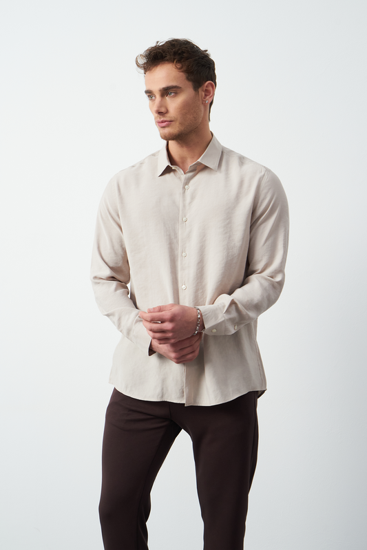 Modal Long Sleeve Relaxed Fit Men's Shirt