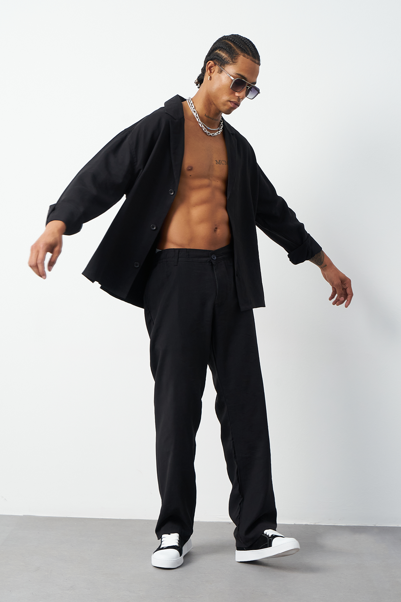 Suede Patterned Modal Baggy Men's Pants