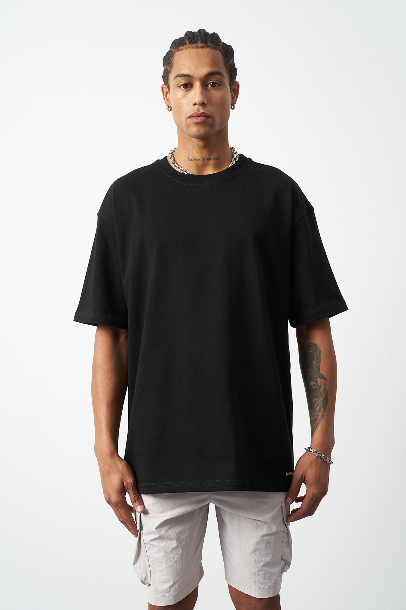 Oversized Stitch Detailed Premium Basic T-Shirt