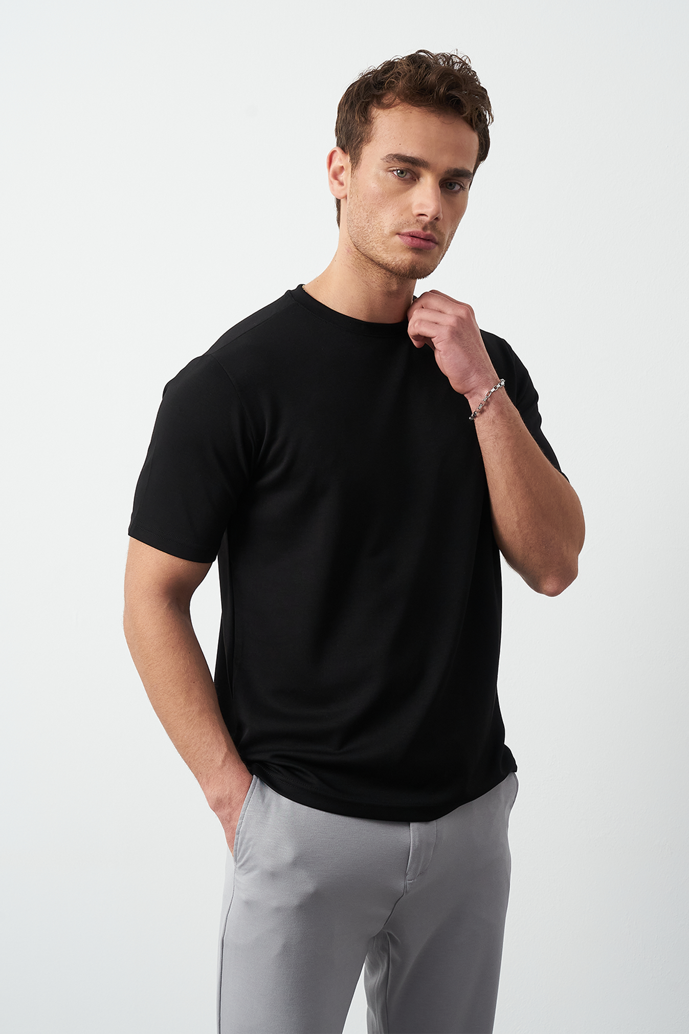 Modal Fabric Regular Fit Crew Neck T-Shirt