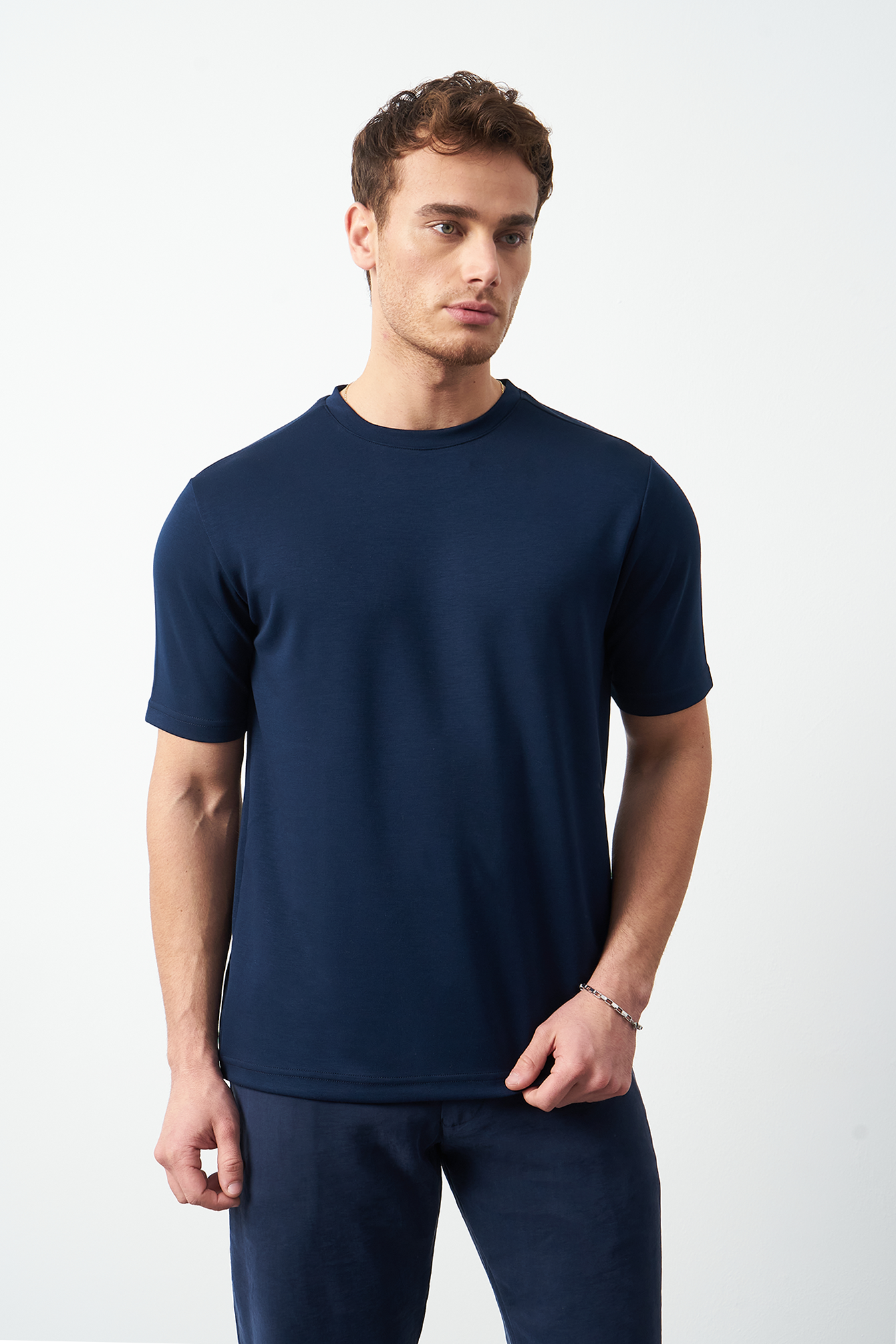 Modal Fabric Regular Fit Crew Neck T-Shirt