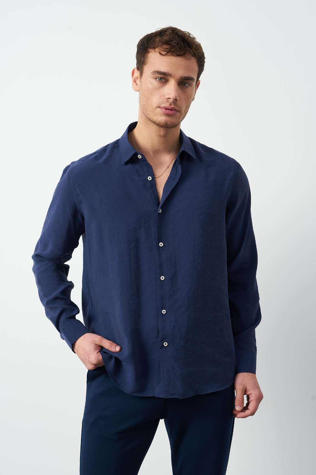 Modal Long Sleeve Relaxed Fit Men's Shirt