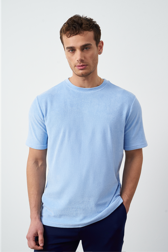 Terry Fabric Regular Fit Crew Neck T-Shirt
