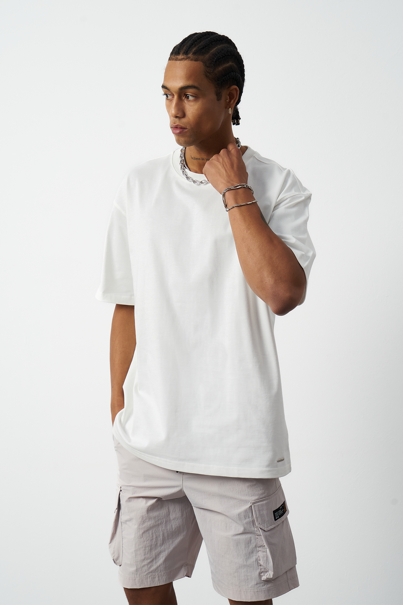 Oversized Stitch Detailed Premium Basic T-Shirt
