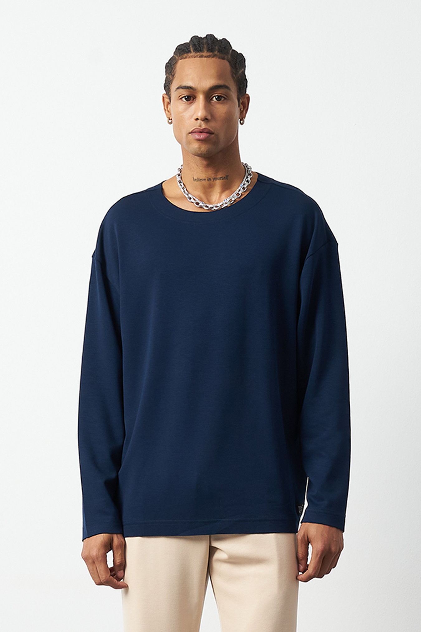 Oversized Long Sleeve Stretch Modal Men's T-Shirt