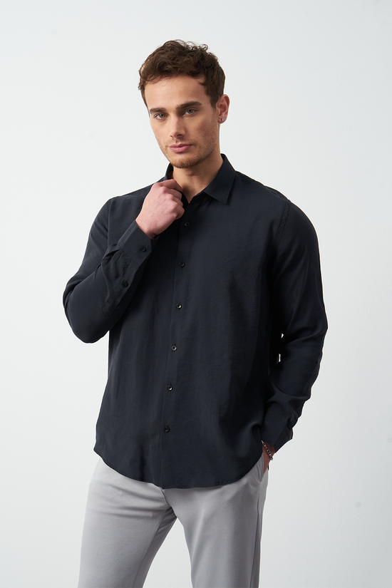 Modal Long Sleeve Relaxed Fit Men's Shirt