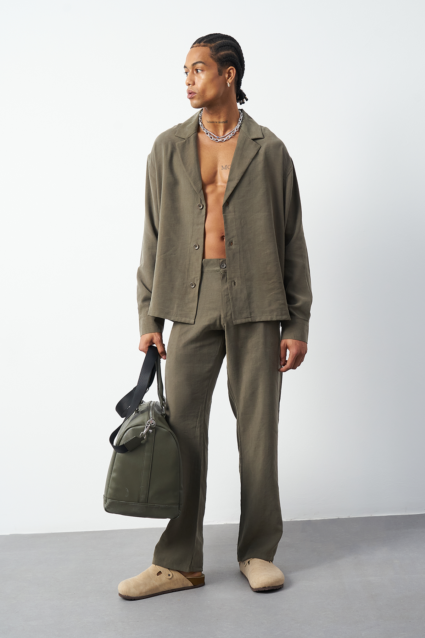 Suede Patterned Modal Baggy Men's Pants
