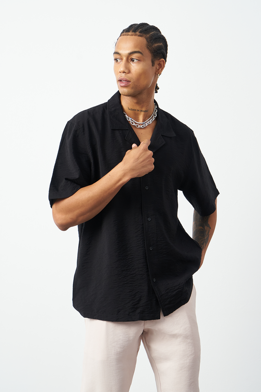 Oversized Thin Fabric Cuban Collar Men's Shirt