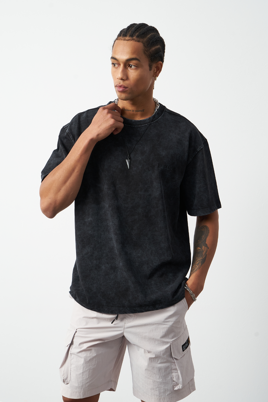 Distressed Washed Boxy Fit Premium T-Shirt