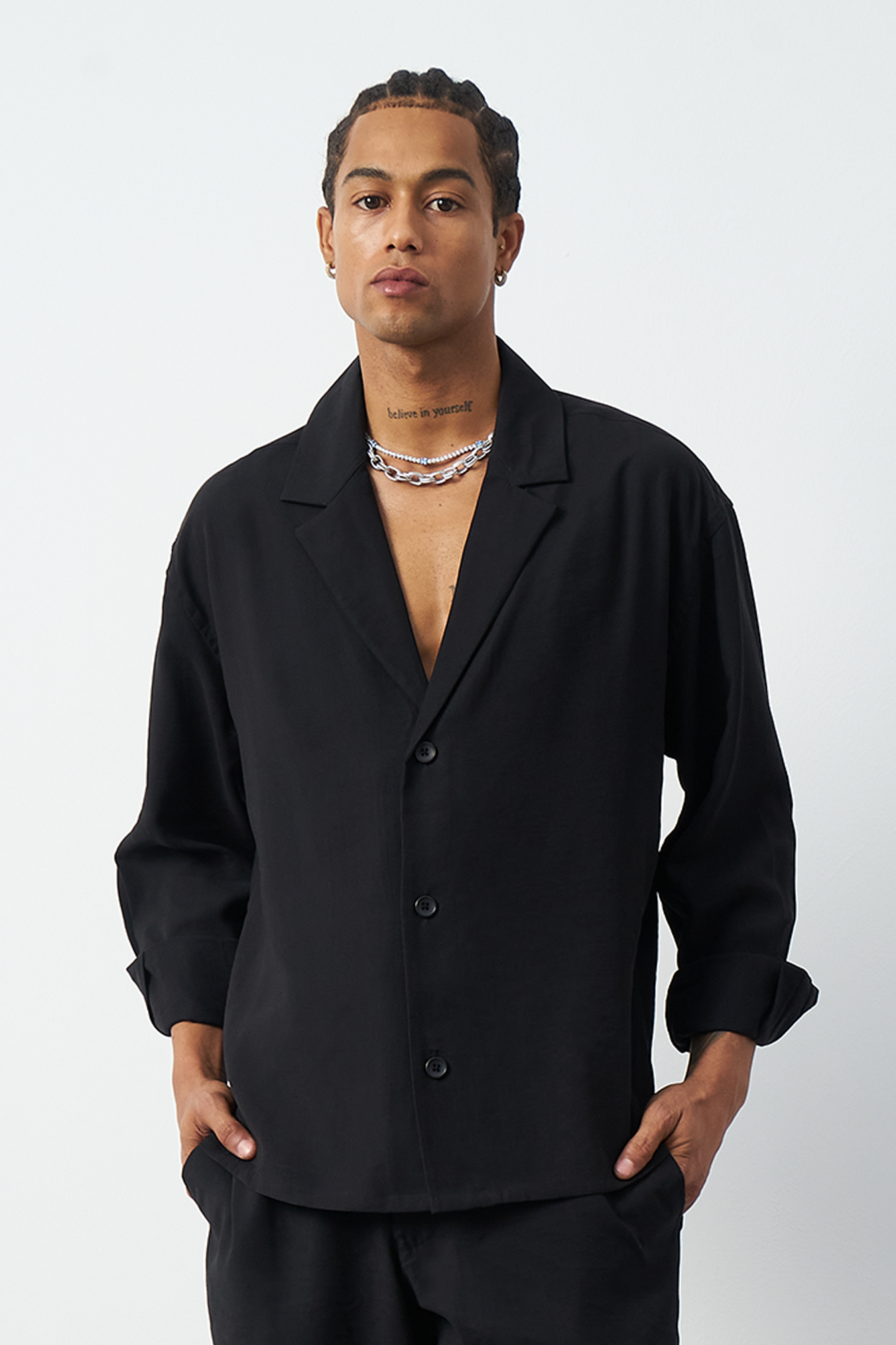 Suede Patterned Modal Thick Fabric Men's Shirt
