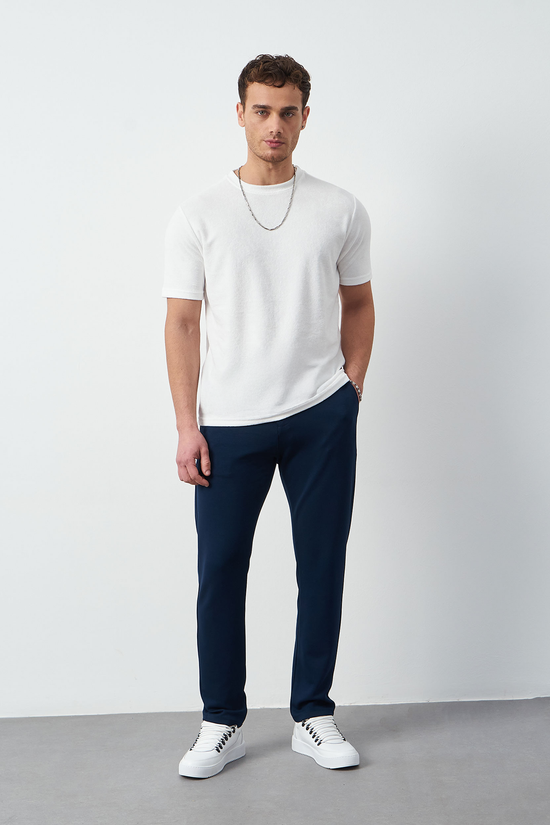 Terry Fabric Regular Fit Crew Neck T-Shirt