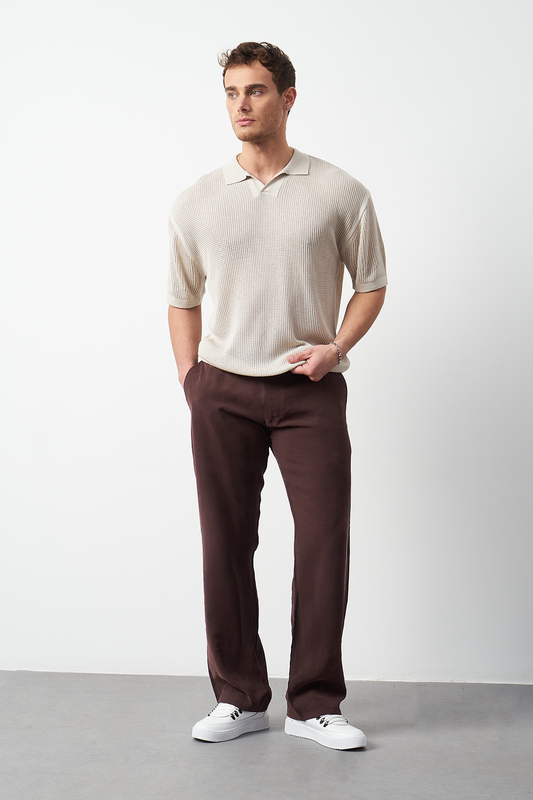 Oversize Polo Neck Lightweight Knit Men's T-Shirt