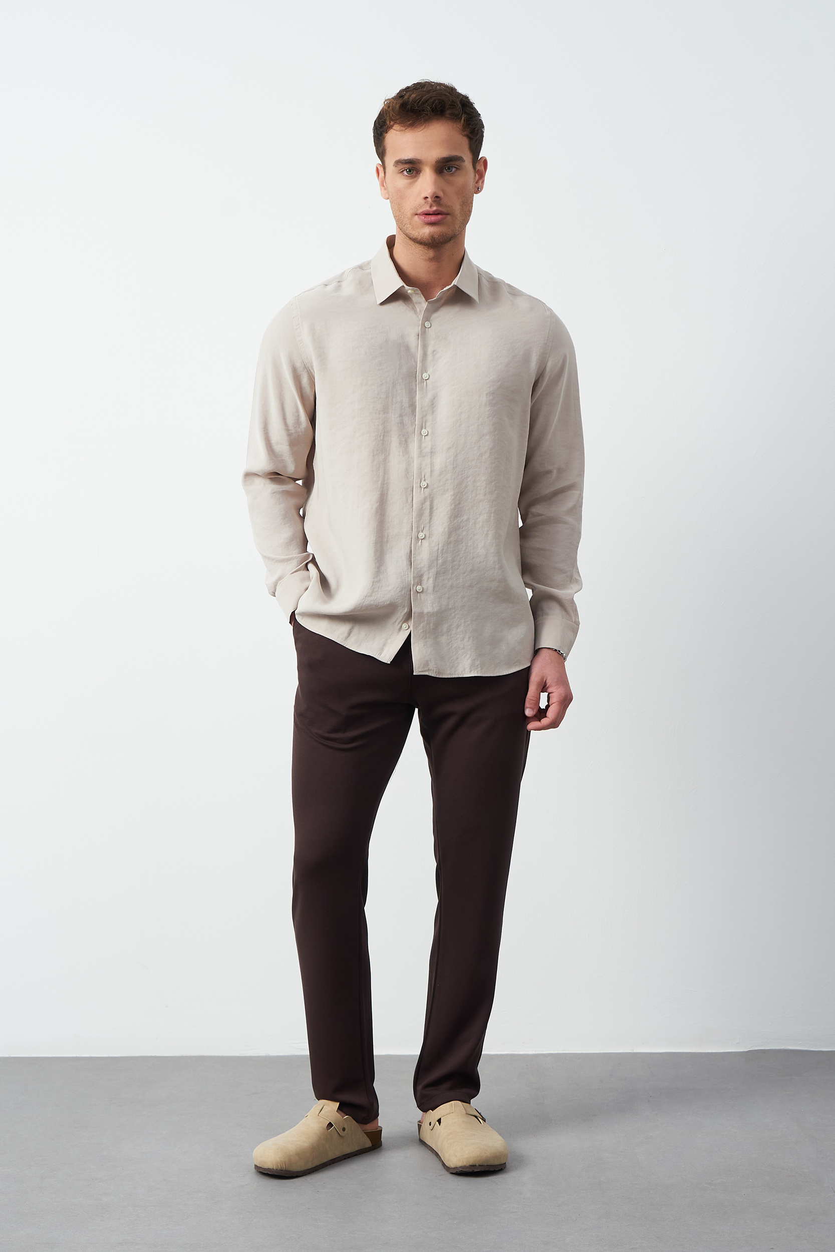 Modal Long Sleeve Relaxed Fit Men's Shirt