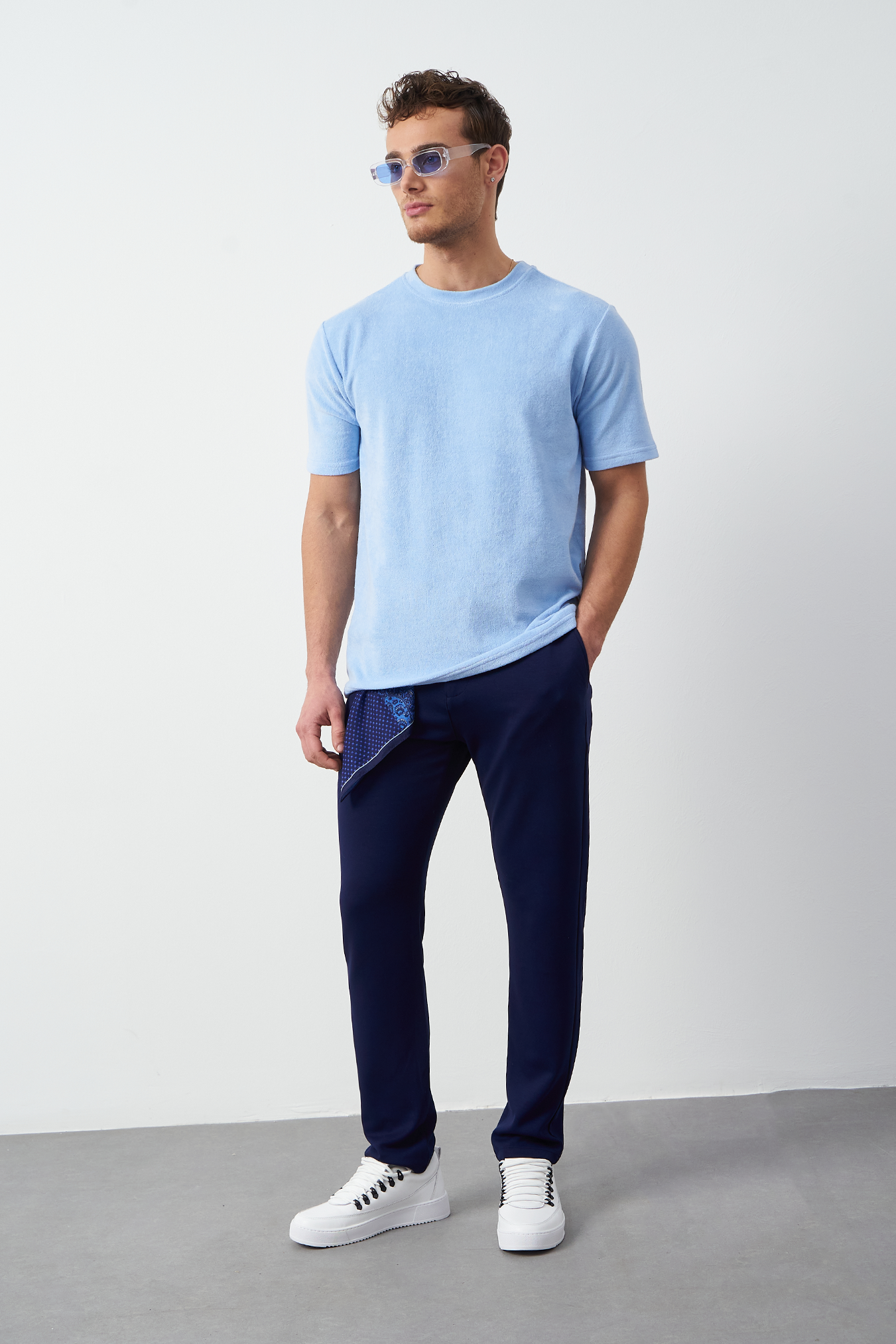 Terry Fabric Regular Fit Crew Neck T-Shirt