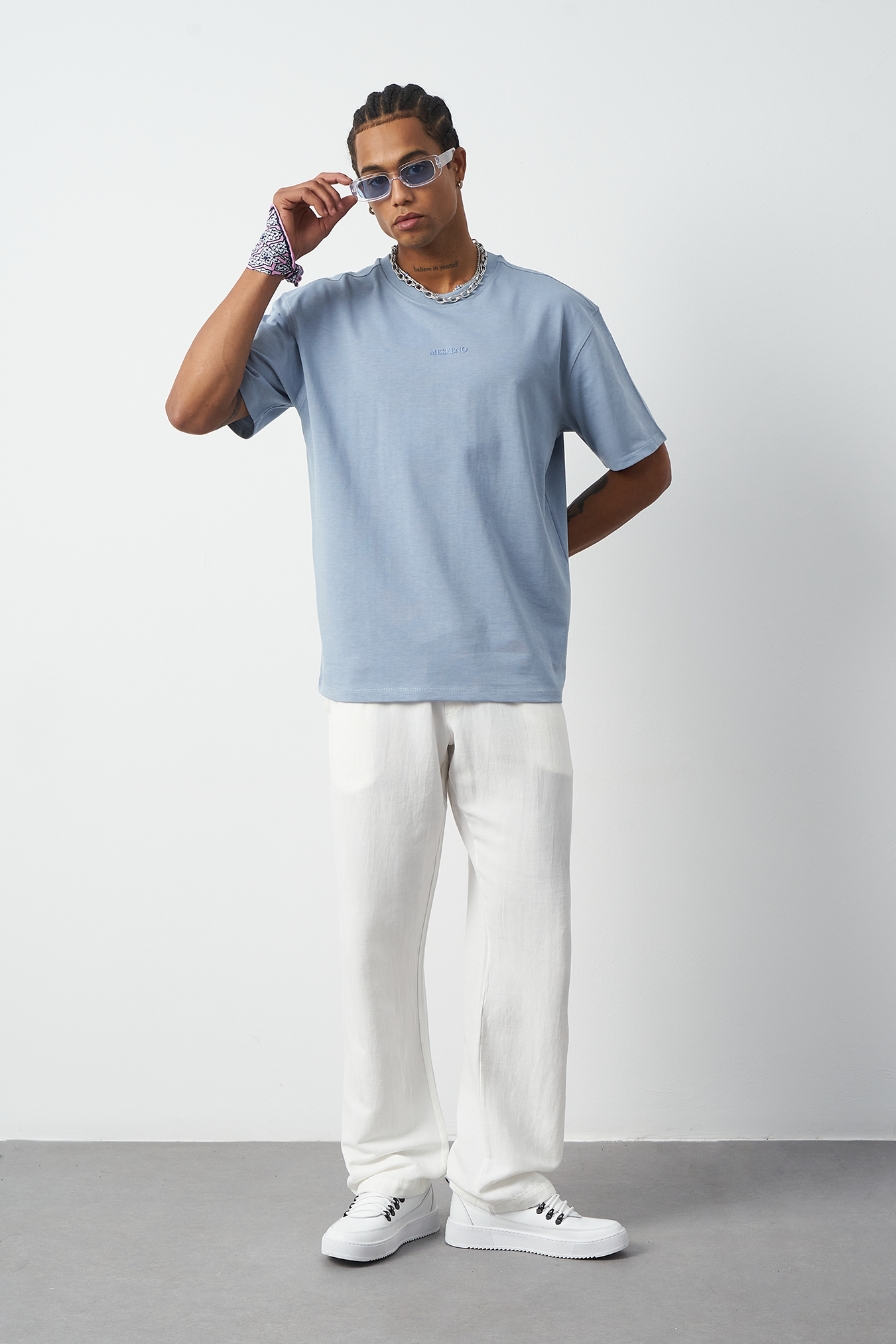 Front Printed Boxy Fit Crew Neck T-Shirt