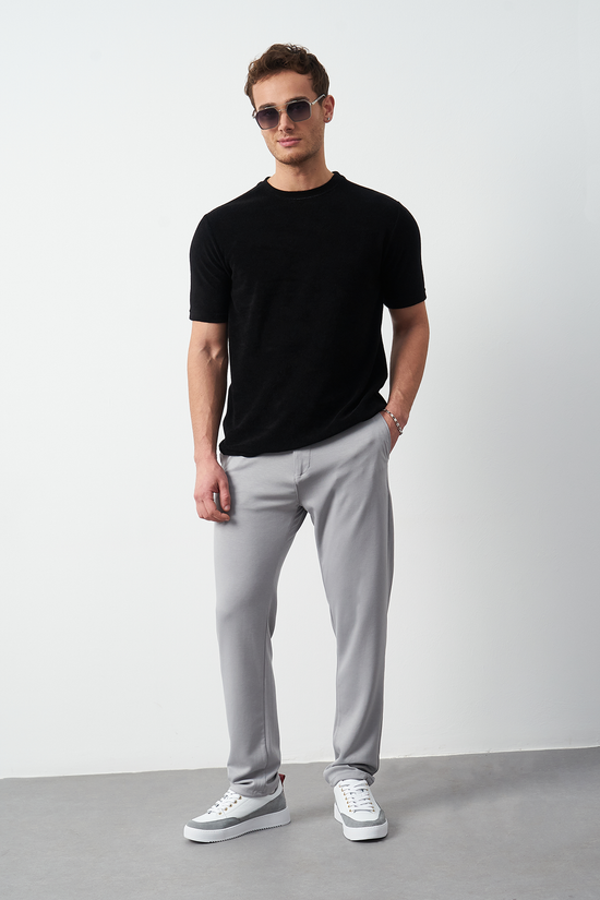 Terry Fabric Regular Fit Crew Neck T-Shirt