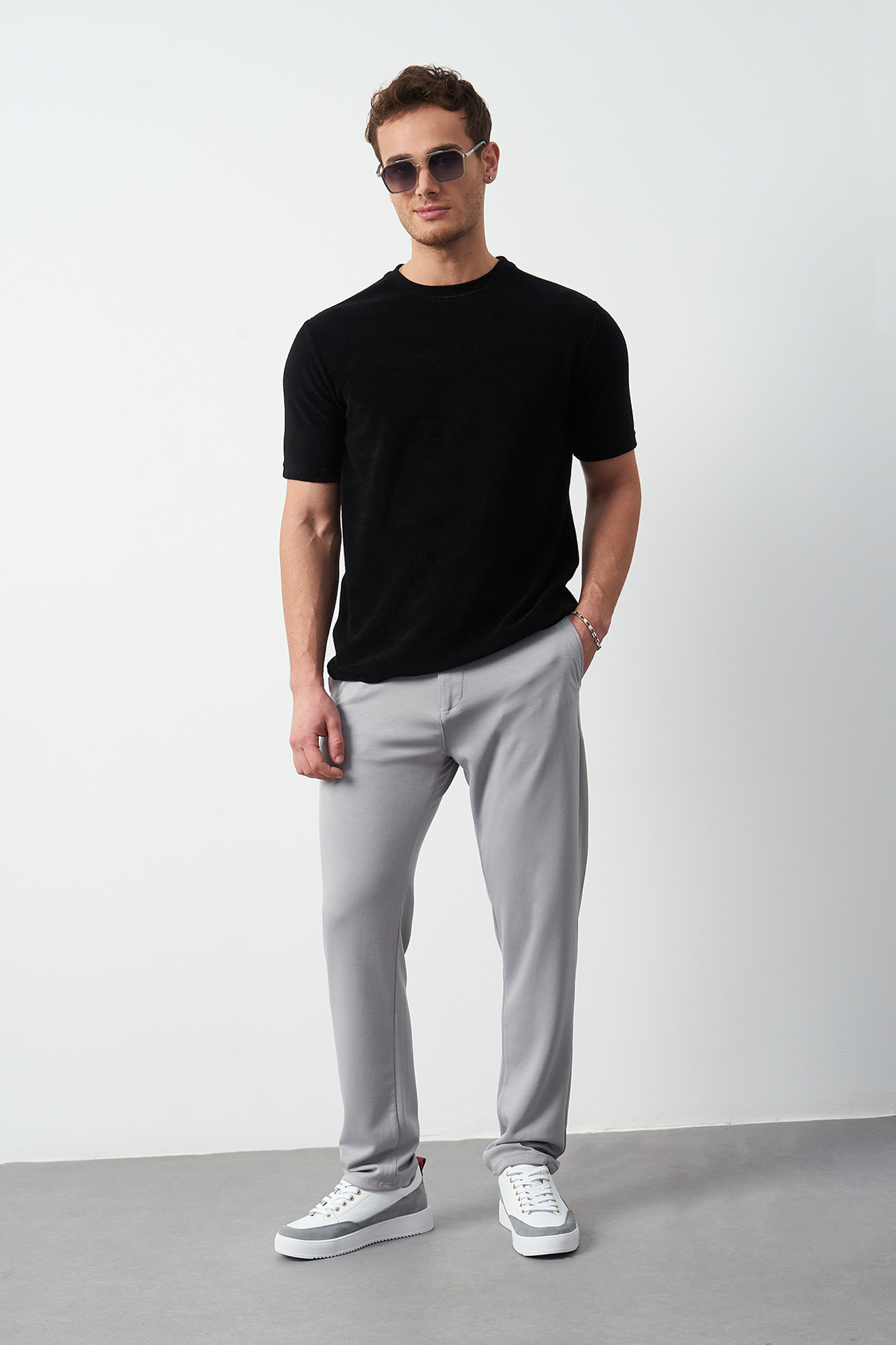 Terry Fabric Regular Fit Crew Neck T-Shirt