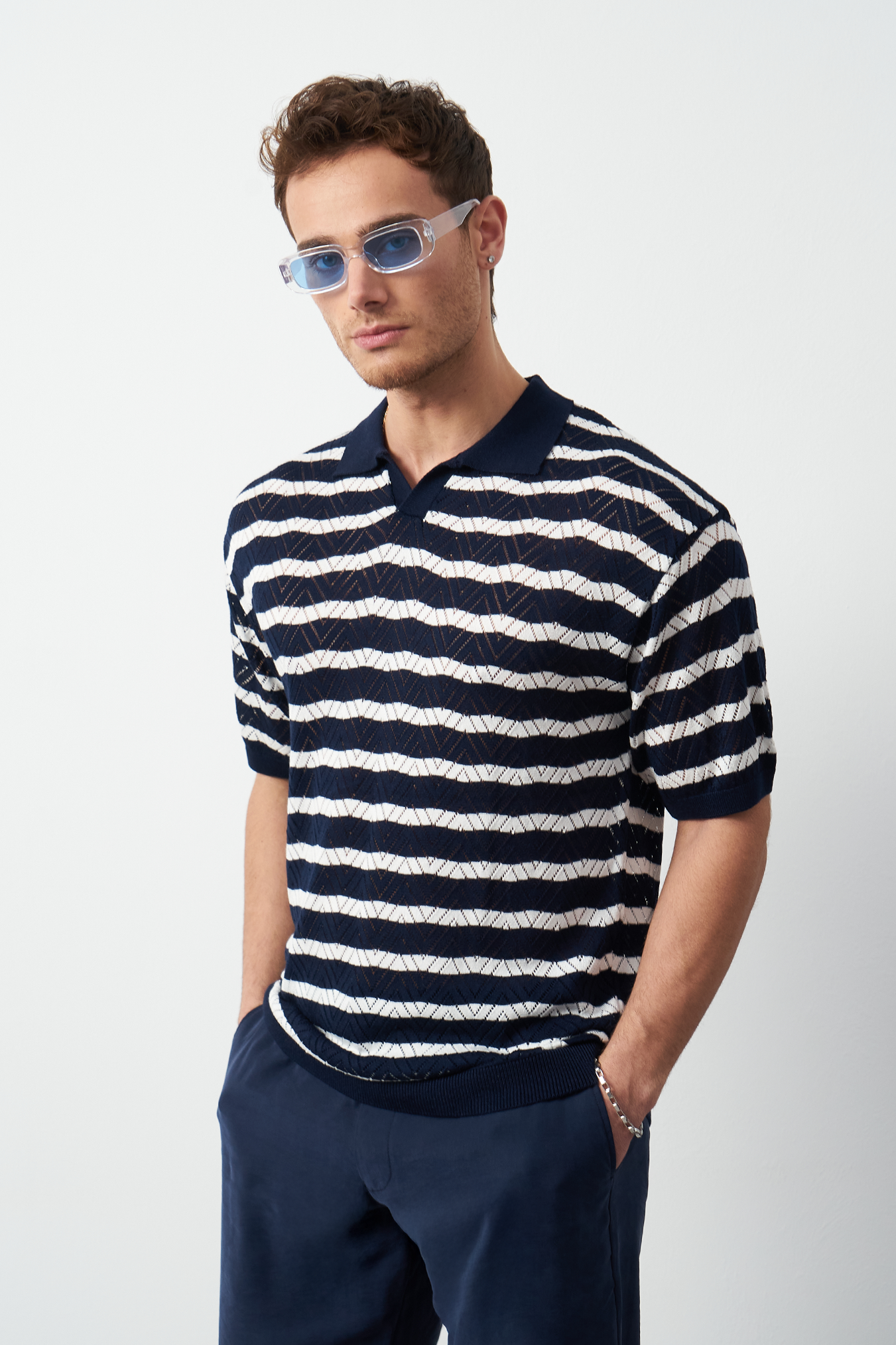 Striped Regular Fit Fine Knit Men's T-Shirt