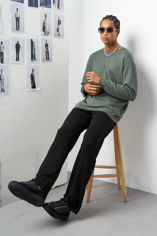 Oversized Long Sleeve Stretch Modal Men's T-Shirt