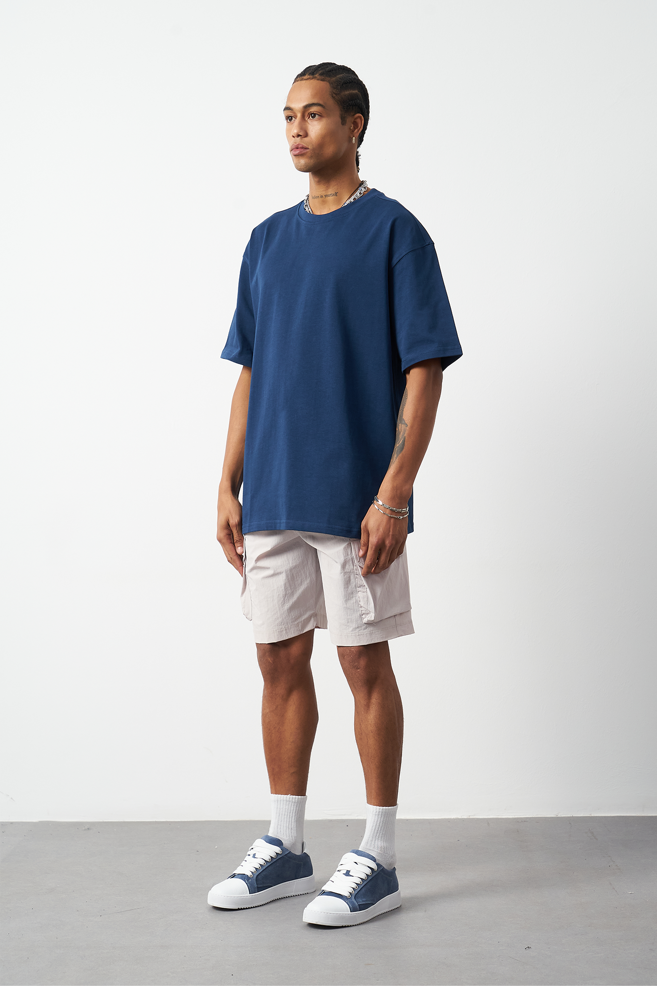 Oversized Stitch Detailed Premium Basic T-Shirt