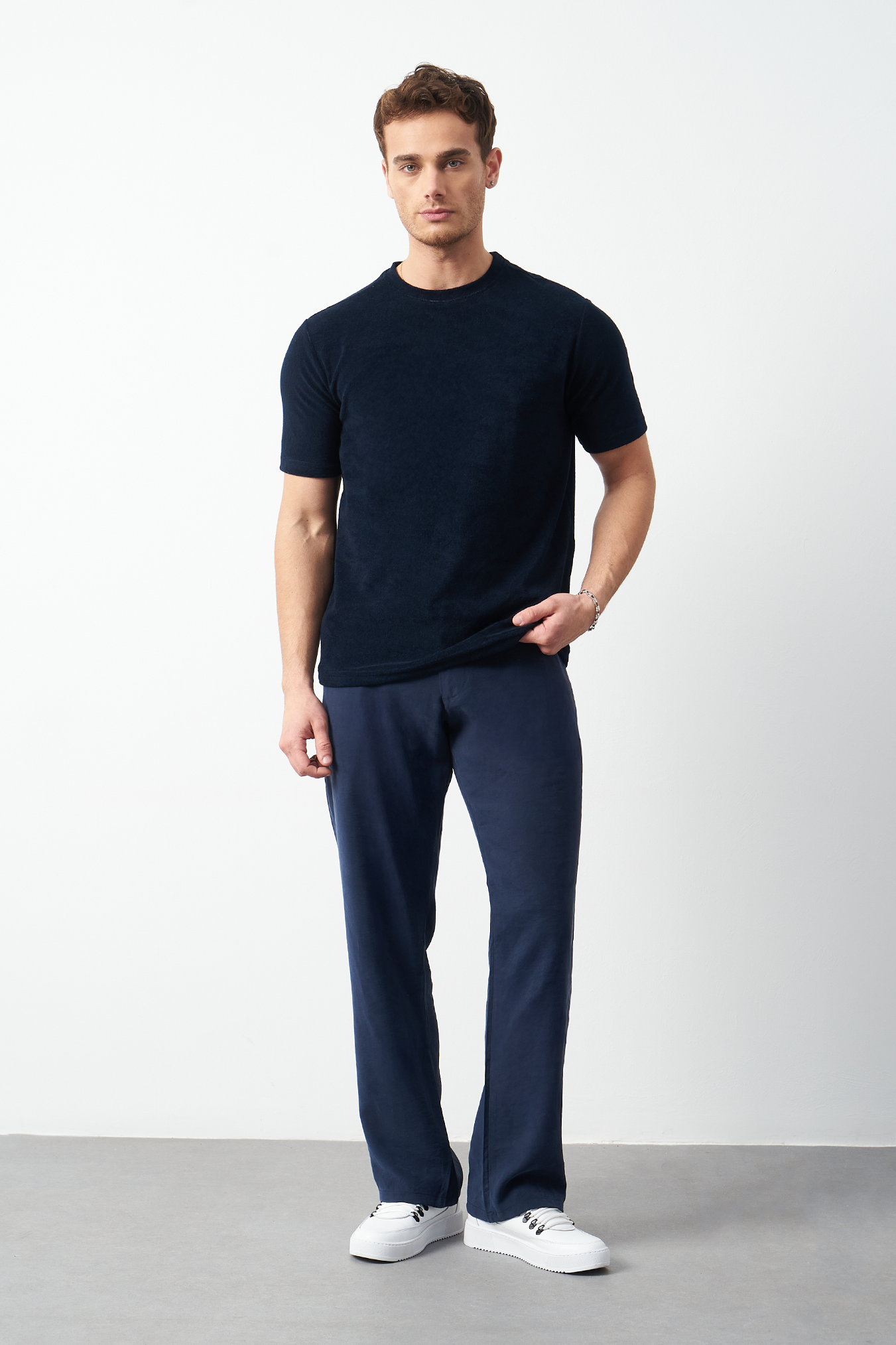 Terry Fabric Regular Fit Crew Neck T-Shirt