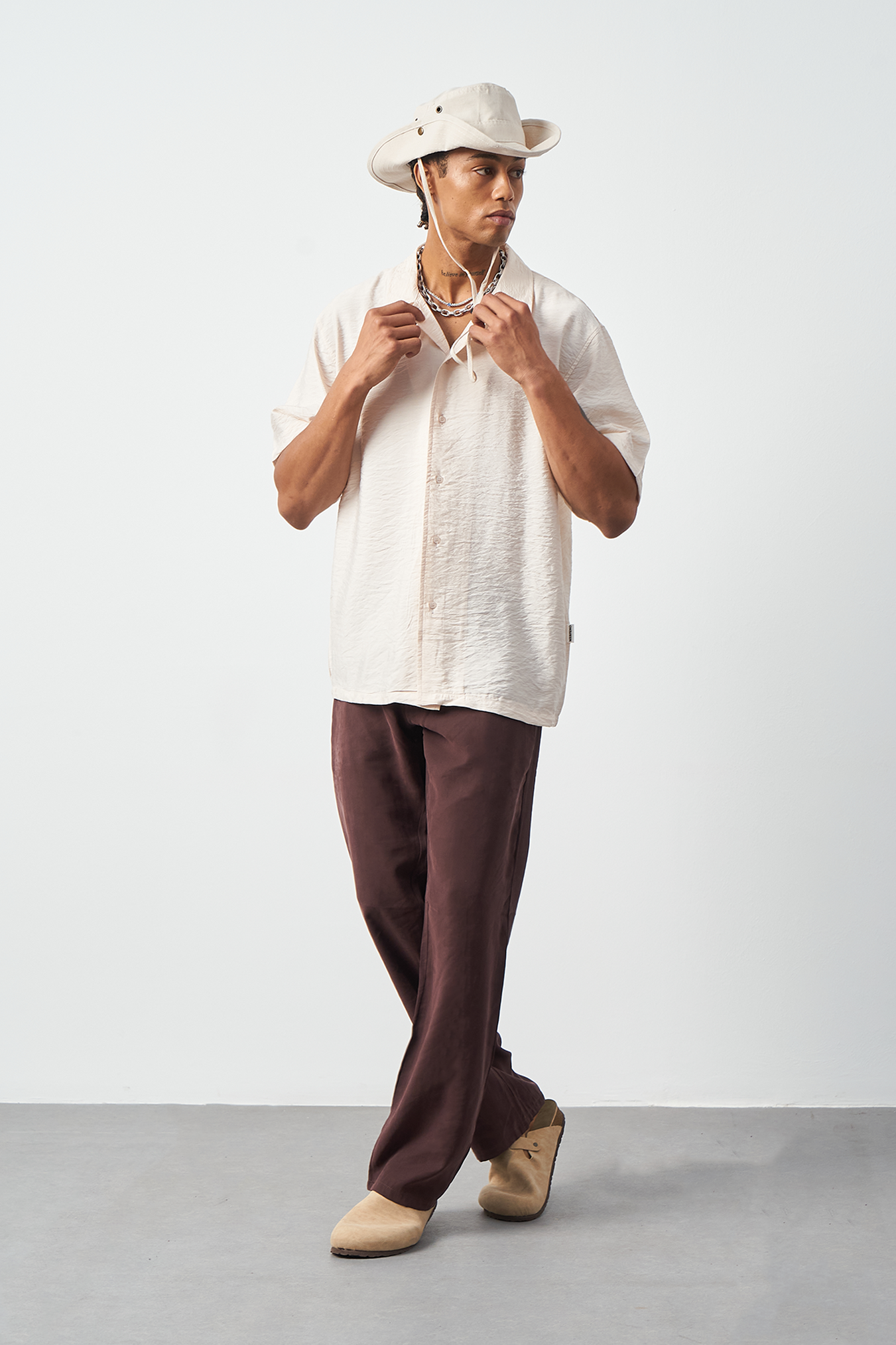 Oversized Thin Fabric Cuban Collar Men's Shirt