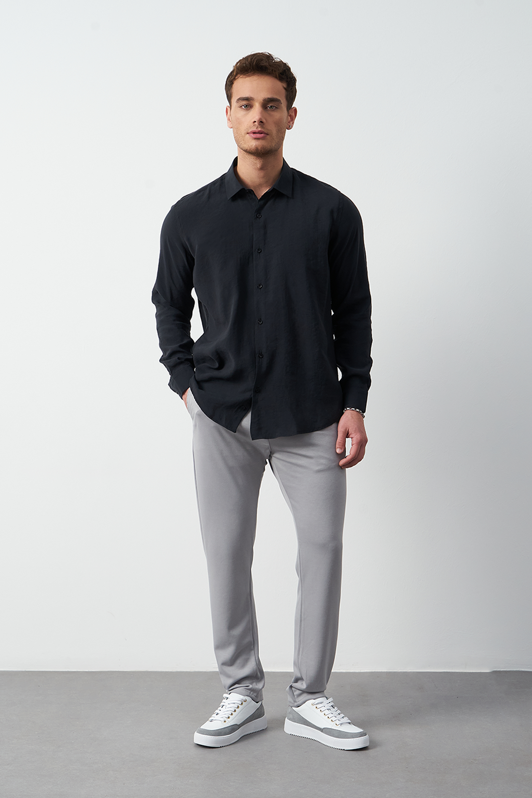 Modal Long Sleeve Relaxed Fit Men's Shirt