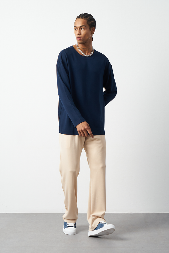 Oversized Long Sleeve Stretch Modal Men's T-Shirt