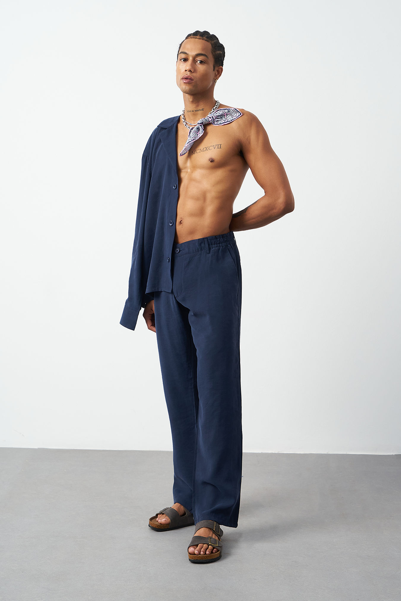 Suede Patterned Modal Baggy Men's Pants