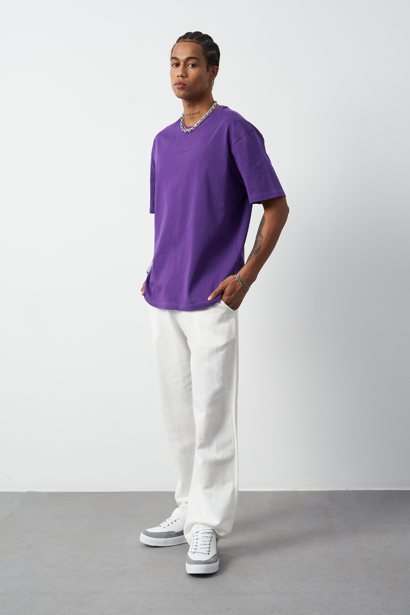 Front Printed Boxy Fit Crew Neck T-Shirt