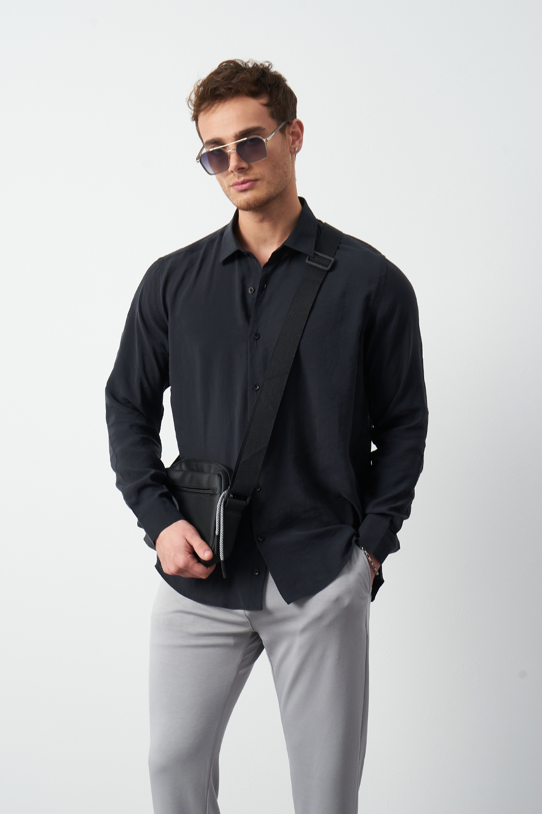 Modal Long Sleeve Relaxed Fit Men's Shirt