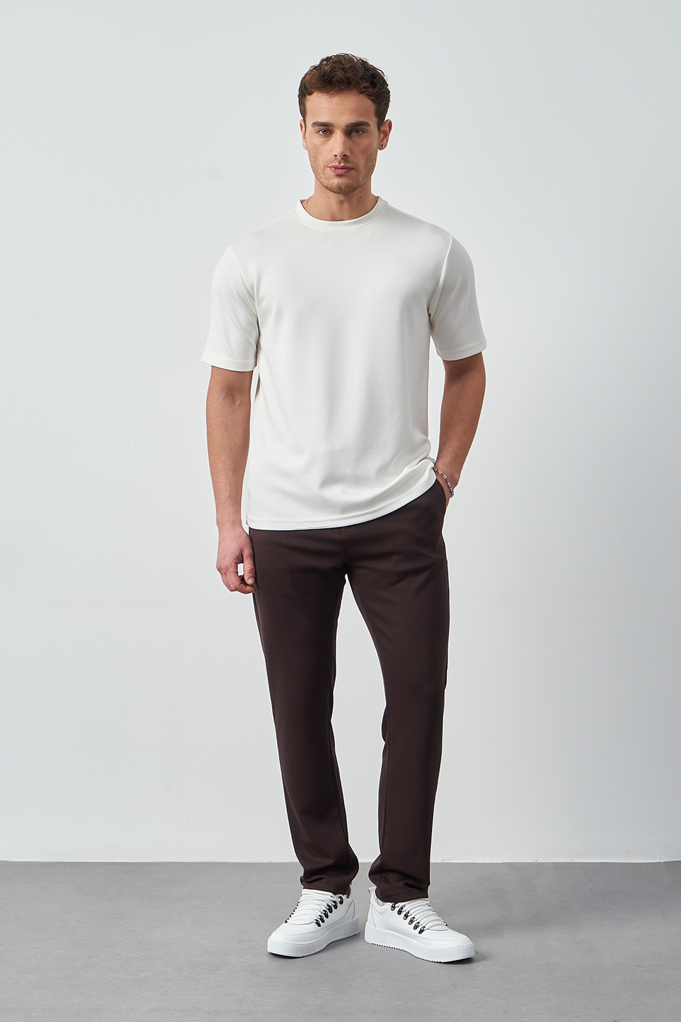 Modal Fabric Regular Fit Crew Neck T-Shirt
