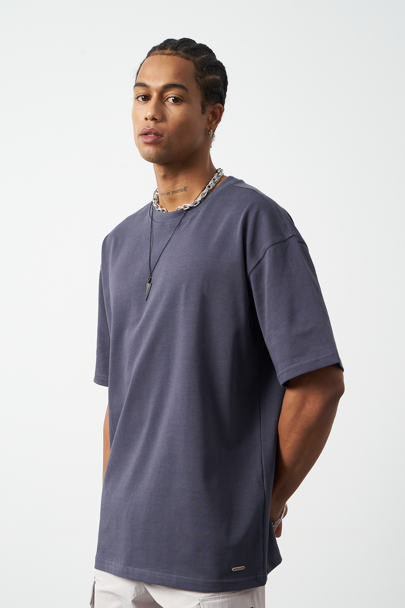 Oversized Stitch Detailed Premium Basic T-Shirt