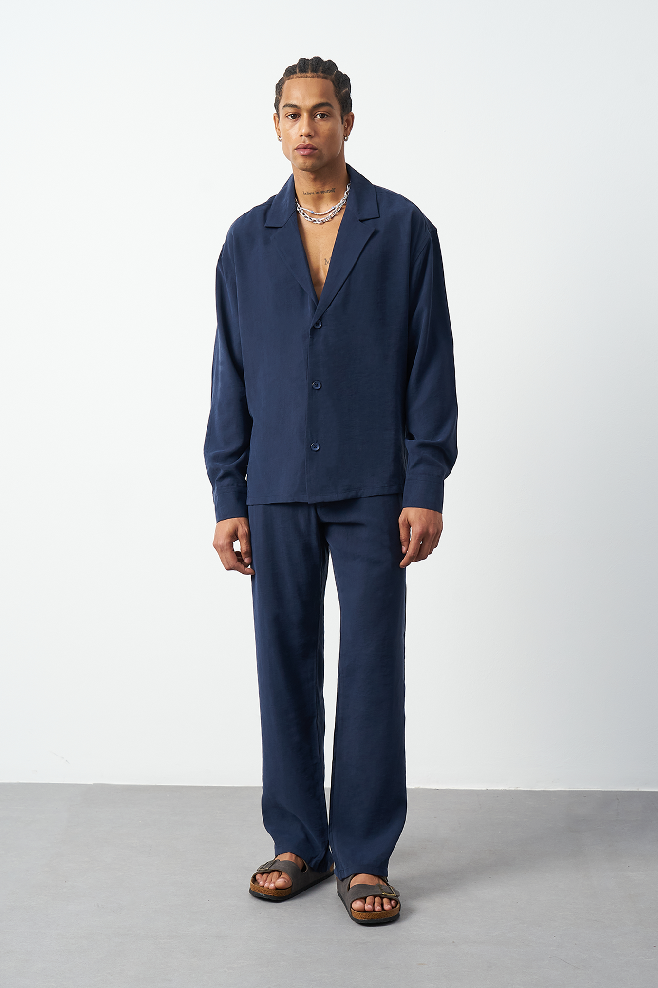 Suede Patterned Modal Thick Fabric Men's Shirt