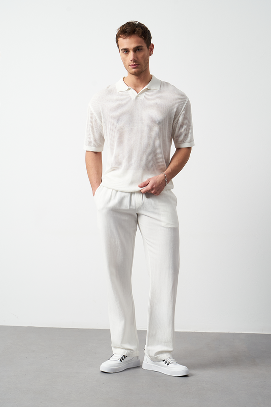 Oversize Polo Neck Lightweight Knit Men's T-Shirt
