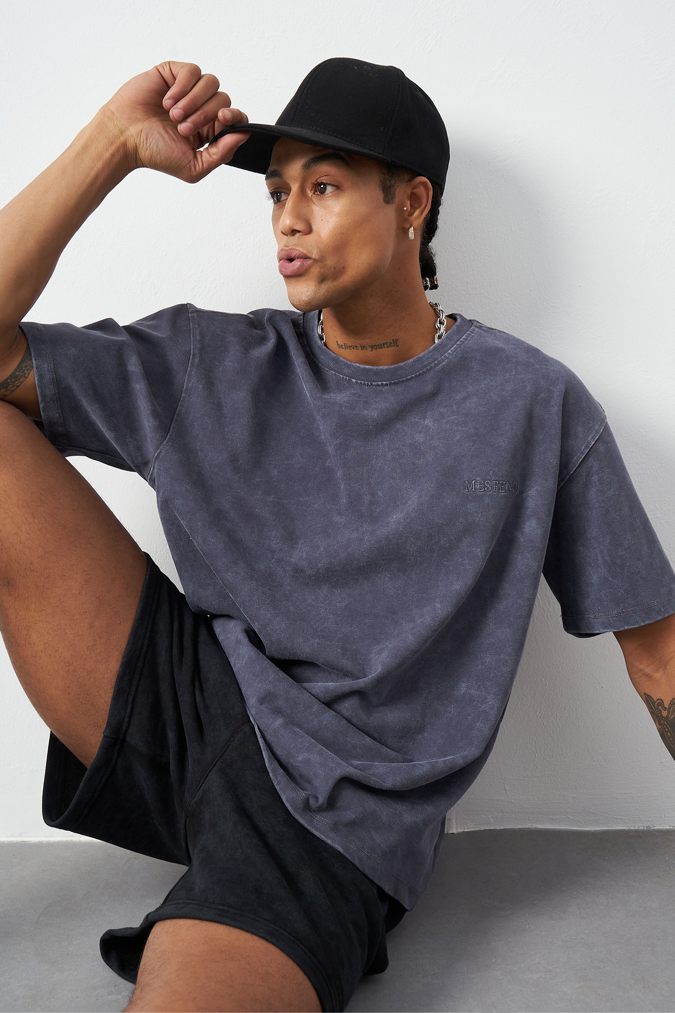 Distressed Washed Boxy Fit Premium T-Shirt