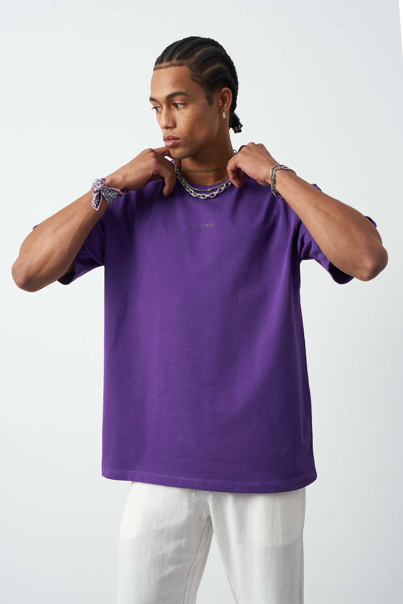 Front Printed Boxy Fit Crew Neck T-Shirt