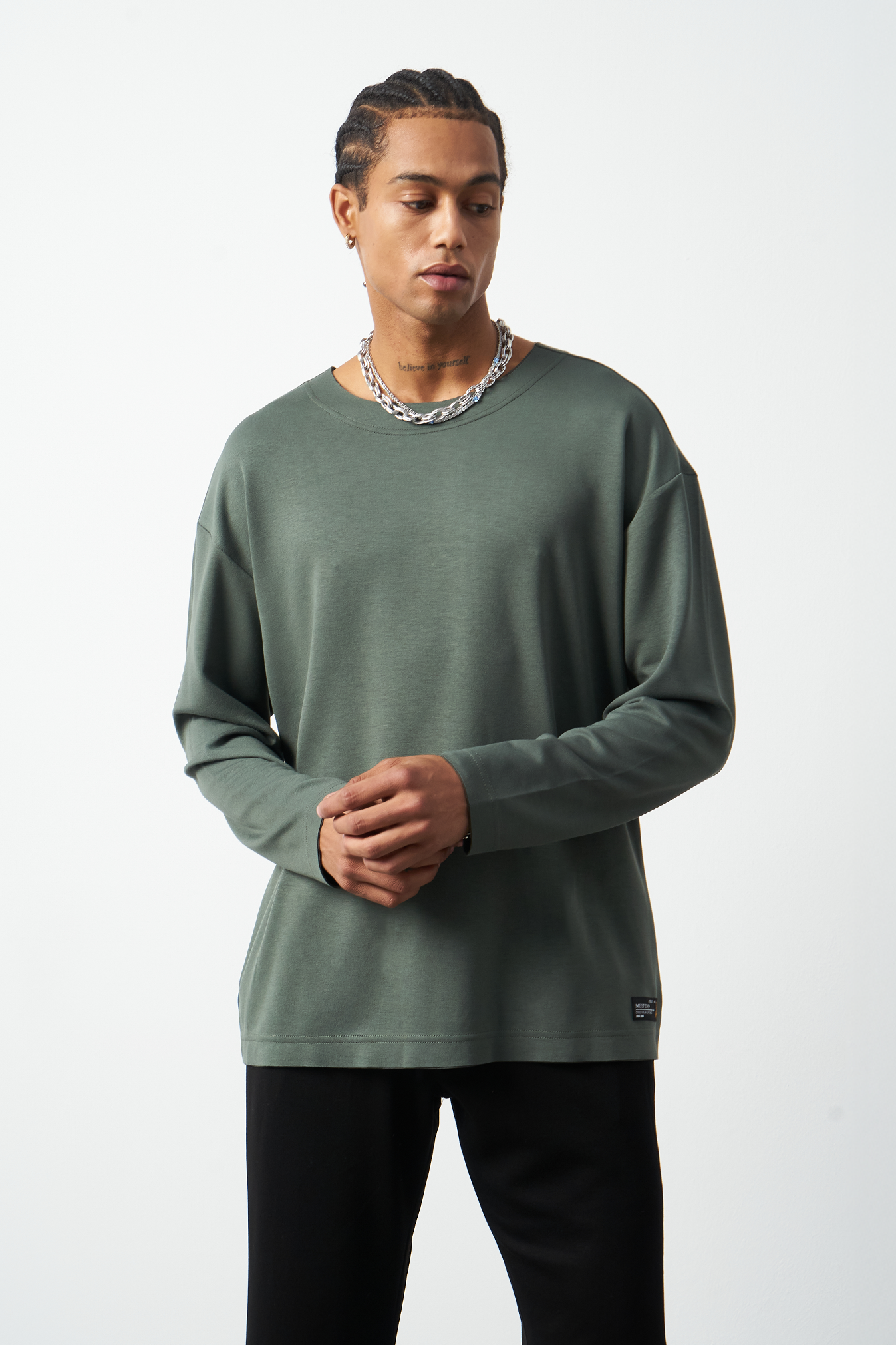 Oversized Long Sleeve Stretch Modal Men's T-Shirt